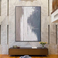 HKM-308307 Abstract Modern Grey Texture Oil Painting Canvas Art for Home Living Room Decor - Frameless & Unstretched