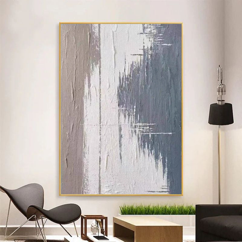 HKM-308307 Abstract Modern Grey Texture Oil Painting Canvas Art for Home Living Room Decor - Frameless & Unstretched