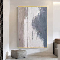 HKM-308307 Abstract Modern Grey Texture Oil Painting Canvas Art for Home Living Room Decor - Frameless & Unstretched