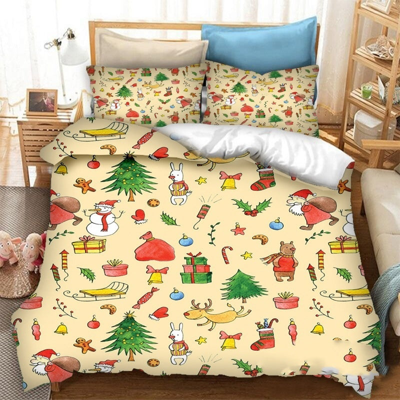 HKM-308371 Cartoon Anime Printed Polyester Fiber Quilt Cover Set with Pillowcases - Multiple Sizes Available