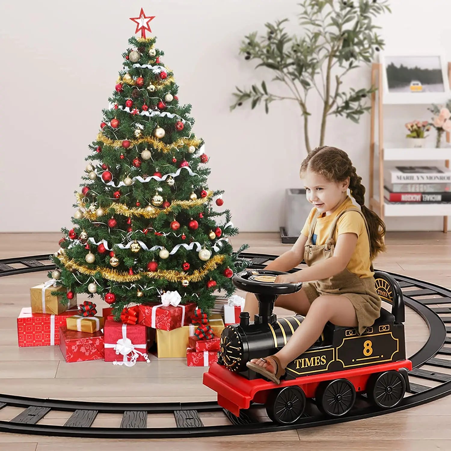 HKM-308371 Electric Toy Train Set for Kids with Light and Sound - Includes Track and Carriages, Ideal for Ages 2-14