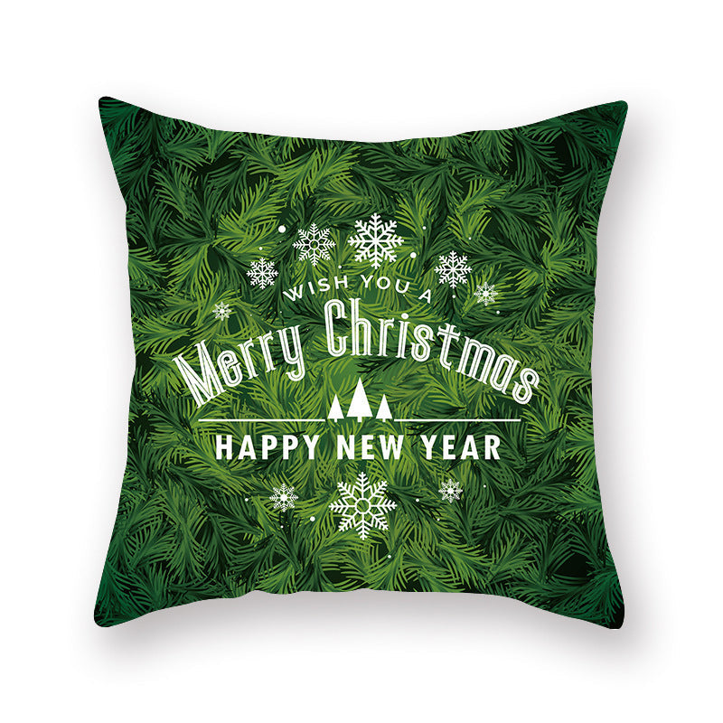 HKM-308435 Christmas Theme Peach Skin Cushion Pillowcase - 45x45cm Polyester Cover