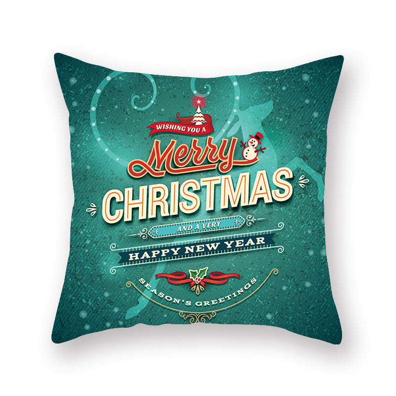 HKM-308435 Christmas Theme Peach Skin Cushion Pillowcase - 45x45cm Polyester Cover