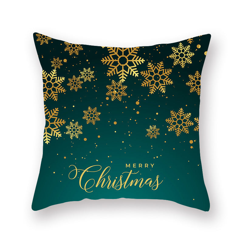 HKM-308435 Christmas Theme Peach Skin Cushion Pillowcase - 45x45cm Polyester Cover