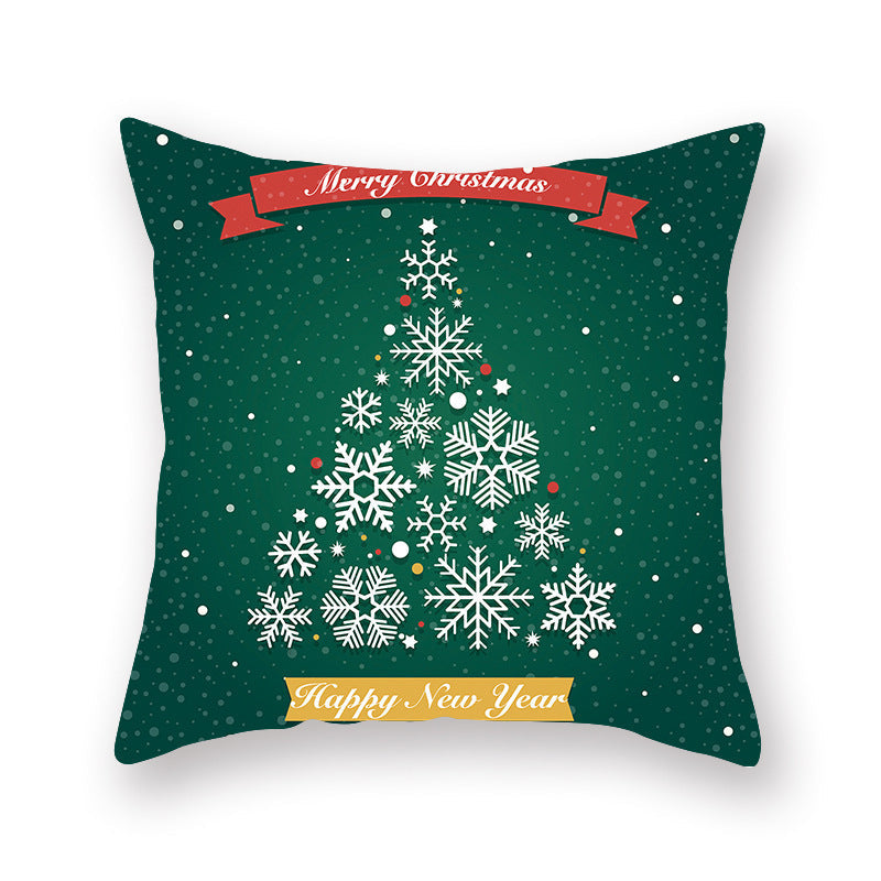 HKM-308435 Christmas Theme Peach Skin Cushion Pillowcase - 45x45cm Polyester Cover