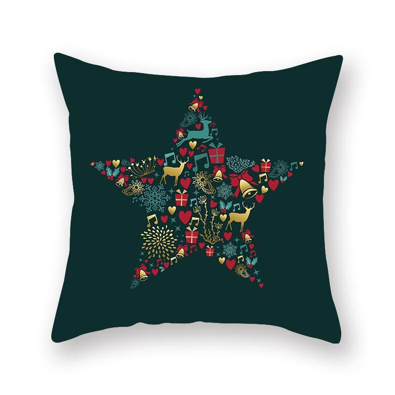 HKM-308435 Christmas Theme Peach Skin Cushion Pillowcase - 45x45cm Polyester Cover