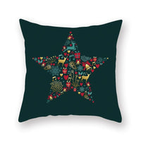 HKM-308435 Christmas Theme Peach Skin Cushion Pillowcase - 45x45cm Polyester Cover