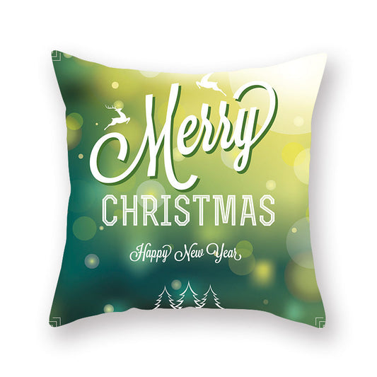 HKM-308435 Christmas Theme Peach Skin Cushion Pillowcase - 45x45cm Polyester Cover