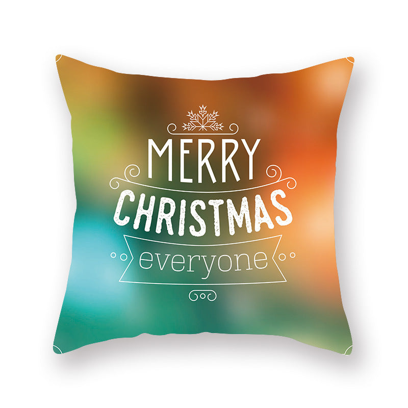 HKM-308435 Christmas Theme Peach Skin Cushion Pillowcase - 45x45cm Polyester Cover