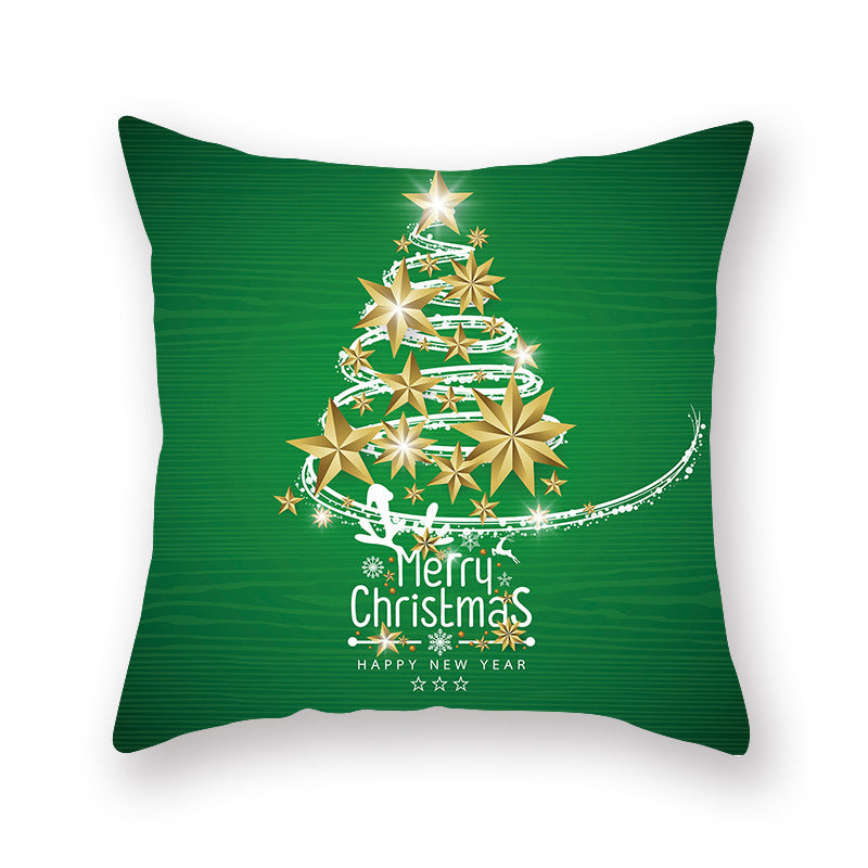HKM-308435 Christmas Theme Peach Skin Cushion Pillowcase - 45x45cm Polyester Cover