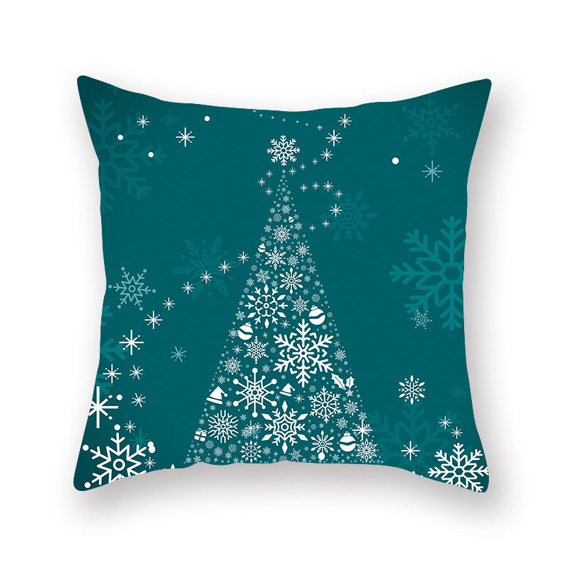 HKM-308435 Christmas Theme Peach Skin Cushion Pillowcase - 45x45cm Polyester Cover