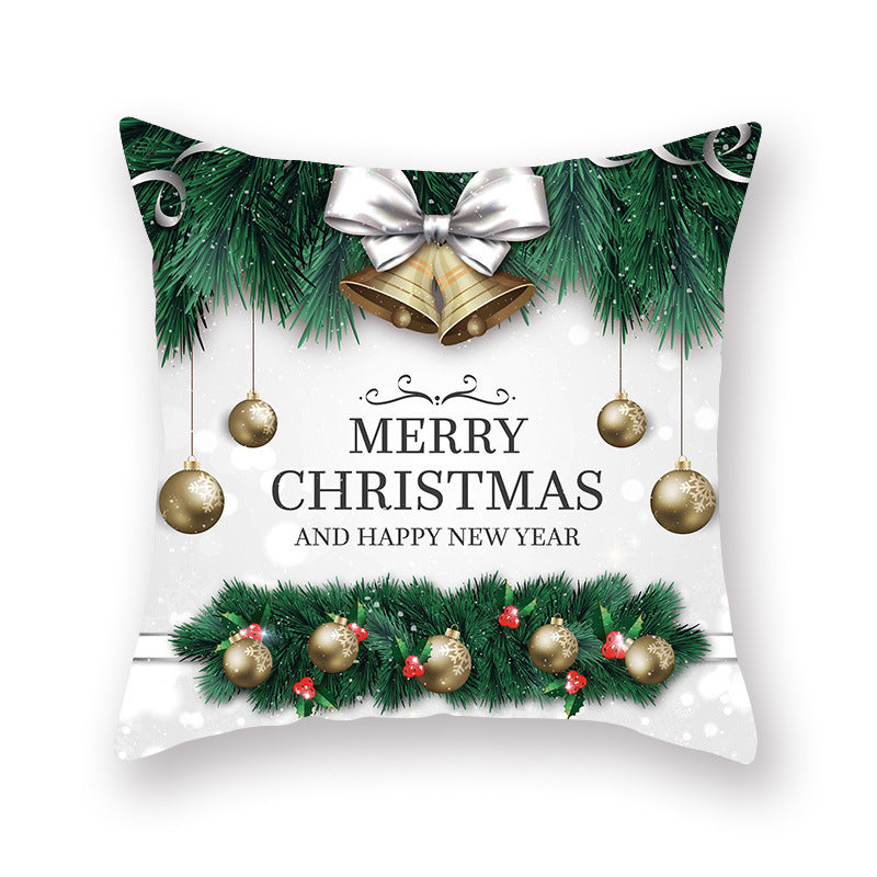 HKM-308435 Christmas Theme Peach Skin Cushion Pillowcase - 45x45cm Polyester Cover