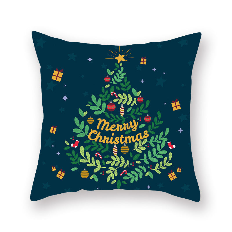 HKM-308435 Christmas Theme Peach Skin Cushion Pillowcase - 45x45cm Polyester Cover