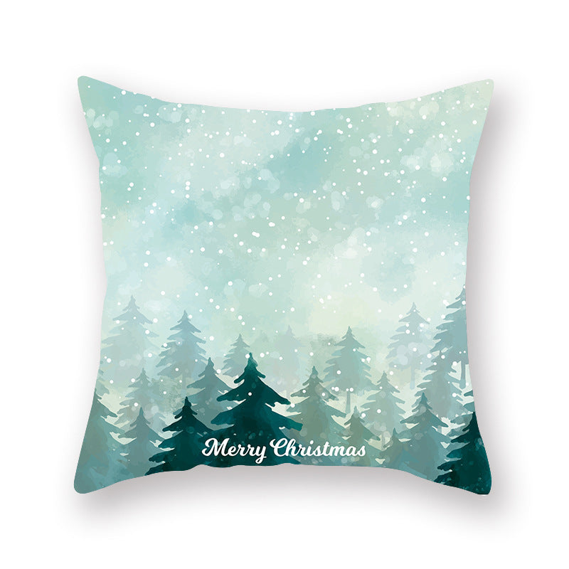 HKM-308435 Christmas Theme Peach Skin Cushion Pillowcase - 45x45cm Polyester Cover