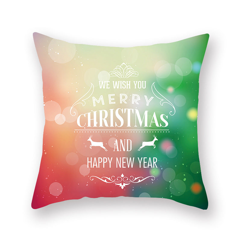 HKM-308435 Christmas Theme Peach Skin Cushion Pillowcase - 45x45cm Polyester Cover