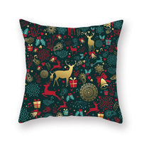HKM-308435 Christmas Theme Peach Skin Cushion Pillowcase - 45x45cm Polyester Cover