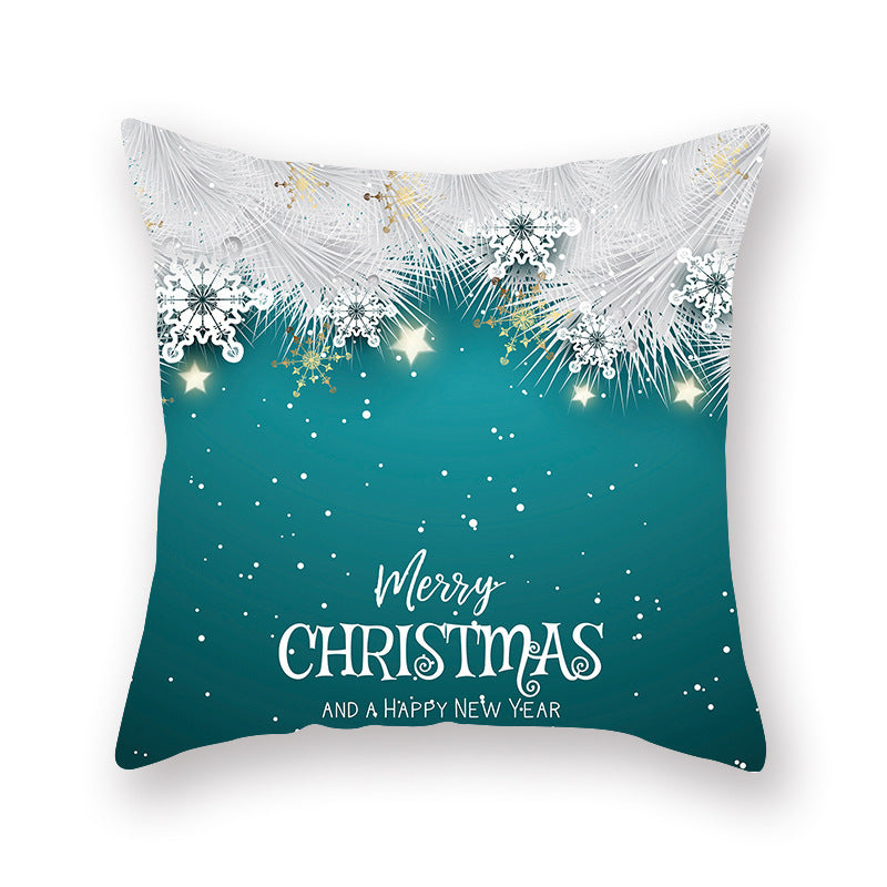 HKM-308435 Christmas Theme Peach Skin Cushion Pillowcase - 45x45cm Polyester Cover