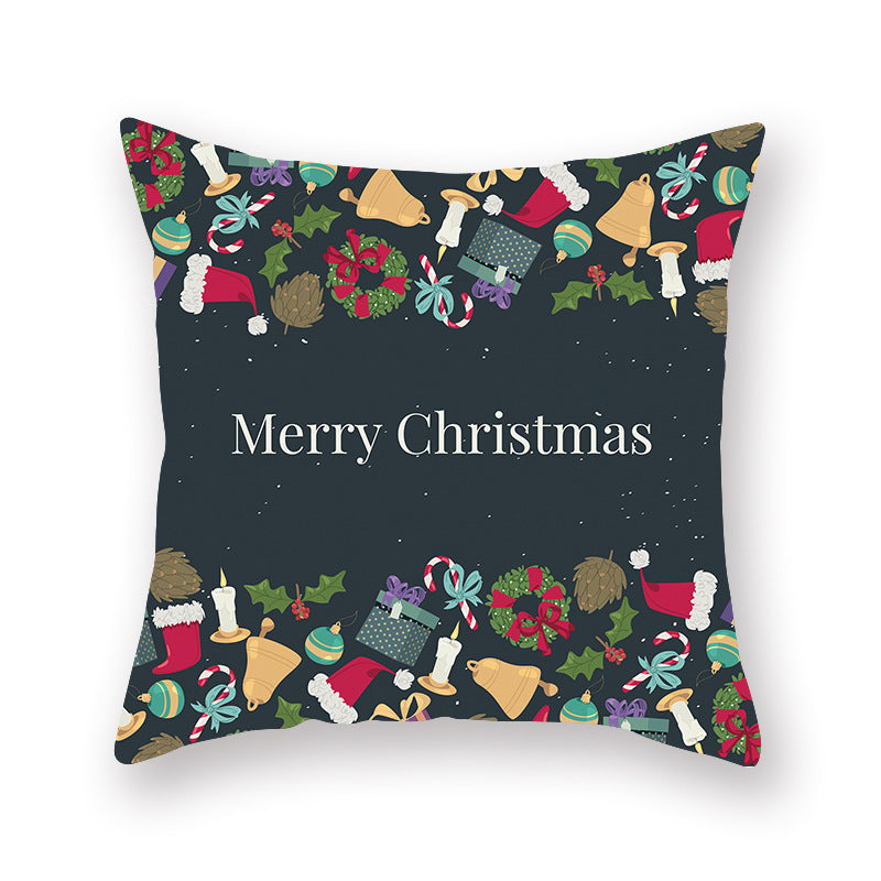 HKM-308435 Christmas Theme Peach Skin Cushion Pillowcase - 45x45cm Polyester Cover