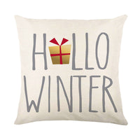 HKM-308499 Hand Painted Elk Christmas Tree Linen Pillow Cover, Modern Simple Holiday Cushion 45x45cm