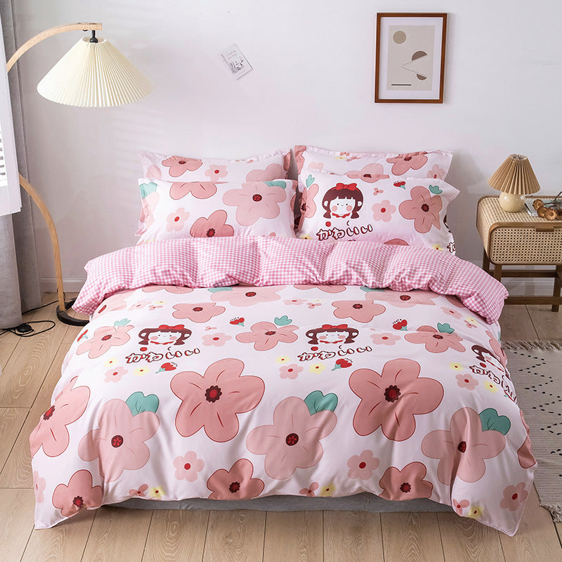 HKM-308691 Aloe Cotton Print Four-Piece Bedding Set for 2.0m Beds - Modern Style in Multiple Patterns
