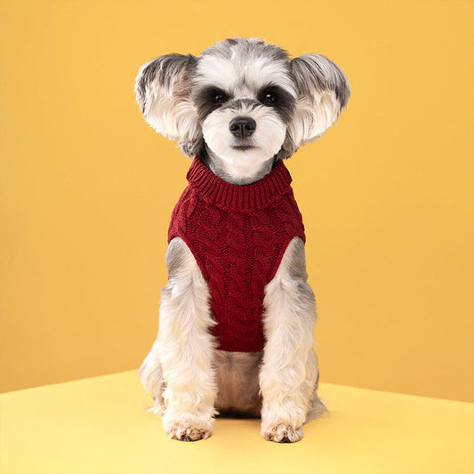 HKM-308947 Cozy Cable-Knit Turtleneck Sweater for Pets in Multiple Colors and Sizes