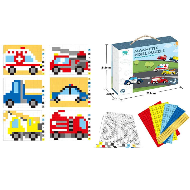 HKM-308947 DIY Magnetic Animal Puzzle Set for Kids - Educational Jigsaw Toys with Colorful Brick Pieces
