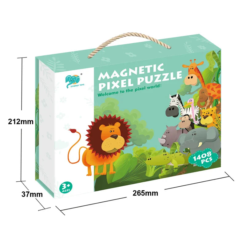 HKM-308947 DIY Magnetic Animal Puzzle Set for Kids - Educational Jigsaw Toys with Colorful Brick Pieces