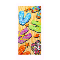 HKM-308947 Flamingo Ice Cream Print Microfiber Beach Towel for Summer, Yoga, and Camping - 150x70cm