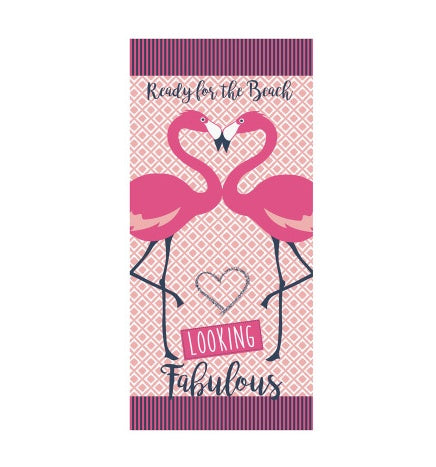 HKM-308947 Flamingo Ice Cream Print Microfiber Beach Towel for Summer, Yoga, and Camping - 150x70cm