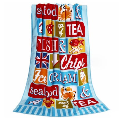 HKM-308947 Flamingo Ice Cream Print Microfiber Beach Towel for Summer, Yoga, and Camping - 150x70cm