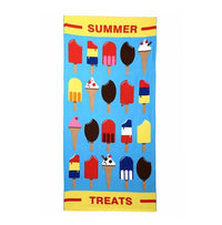 HKM-308947 Flamingo Ice Cream Print Microfiber Beach Towel for Summer, Yoga, and Camping - 150x70cm