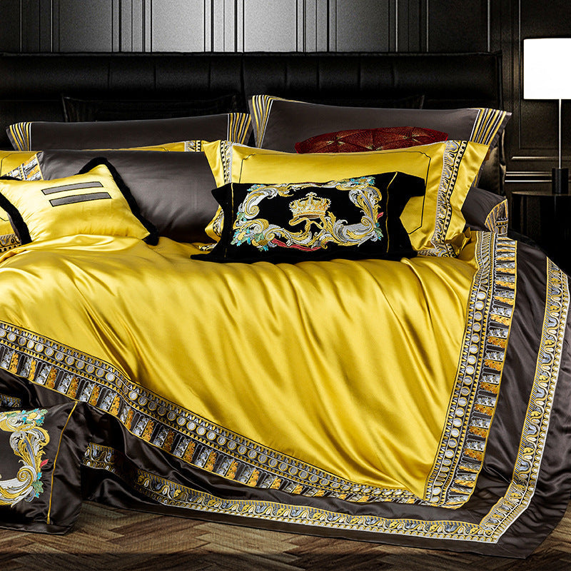 HKM-309203 European-Style 100% Cotton Four-Piece Bedding Set for 1.5m and 1.8m Beds