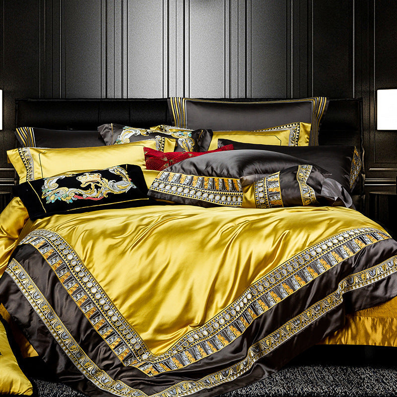 HKM-309203 European-Style 100% Cotton Four-Piece Bedding Set for 1.5m and 1.8m Beds