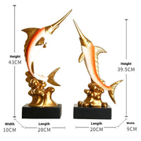 HKM-309459 European Style Resin Swordfish Decorative Craft in Ocean Green, Lake Blue, Coral Red, and Bright Gold Options