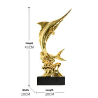 HKM-309459 European Style Resin Swordfish Decorative Craft in Ocean Green, Lake Blue, Coral Red, and Bright Gold Options