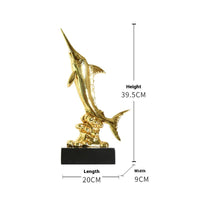 HKM-309459 European Style Resin Swordfish Decorative Craft in Ocean Green, Lake Blue, Coral Red, and Bright Gold Options