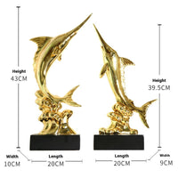 HKM-309459 European Style Resin Swordfish Decorative Craft in Ocean Green, Lake Blue, Coral Red, and Bright Gold Options