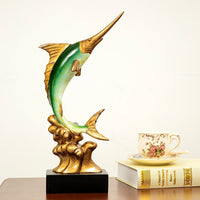 HKM-309459 European Style Resin Swordfish Decorative Craft in Ocean Green, Lake Blue, Coral Red, and Bright Gold Options