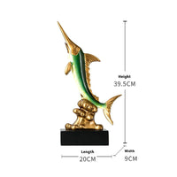 HKM-309459 European Style Resin Swordfish Decorative Craft in Ocean Green, Lake Blue, Coral Red, and Bright Gold Options