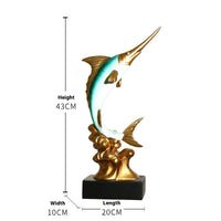 HKM-309459 European Style Resin Swordfish Decorative Craft in Ocean Green, Lake Blue, Coral Red, and Bright Gold Options