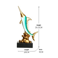 HKM-309459 European Style Resin Swordfish Decorative Craft in Ocean Green, Lake Blue, Coral Red, and Bright Gold Options