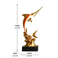 HKM-309459 European Style Resin Swordfish Decorative Craft in Ocean Green, Lake Blue, Coral Red, and Bright Gold Options