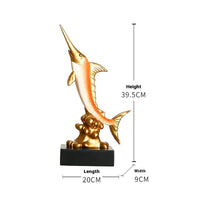 HKM-309459 European Style Resin Swordfish Decorative Craft in Ocean Green, Lake Blue, Coral Red, and Bright Gold Options