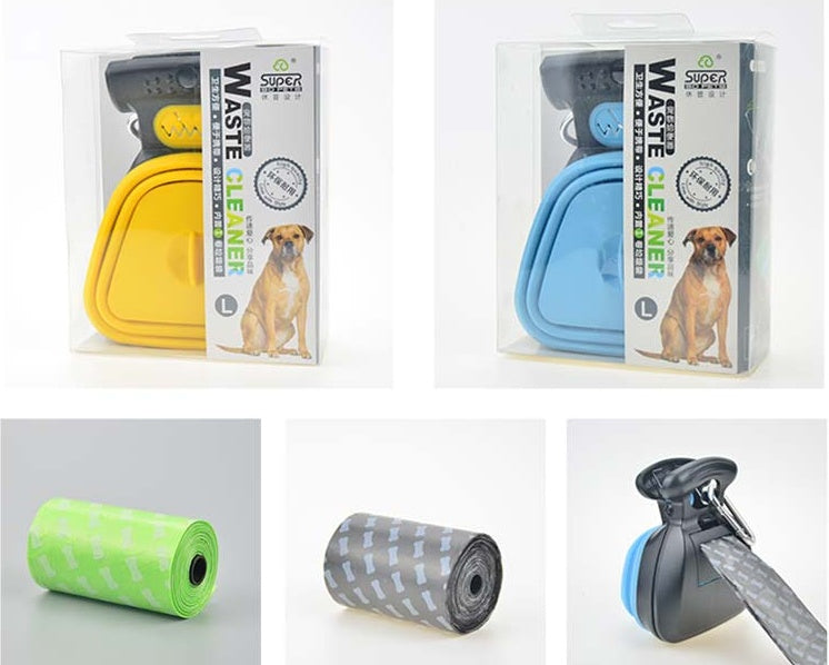 HKM-309459 Foldable Pooper Scooper for Dogs with 1 Roll of Decomposable Bags - Easy Clean Waste Pickup Tool