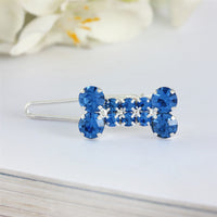 HKM-309523 Rhinestone Dog Bone Barrettes for Stylish Pet Decoration in White, Pink, Blue, and Red