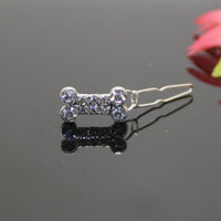 HKM-309523 Rhinestone Dog Bone Barrettes for Stylish Pet Decoration in White, Pink, Blue, and Red
