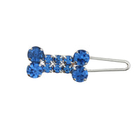 HKM-309523 Rhinestone Dog Bone Barrettes for Stylish Pet Decoration in White, Pink, Blue, and Red