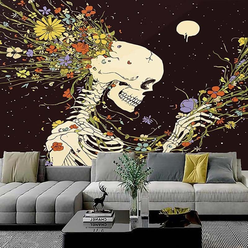HKM-309587 Skull Landscape Tapestry Background Cloth for Home Decoration