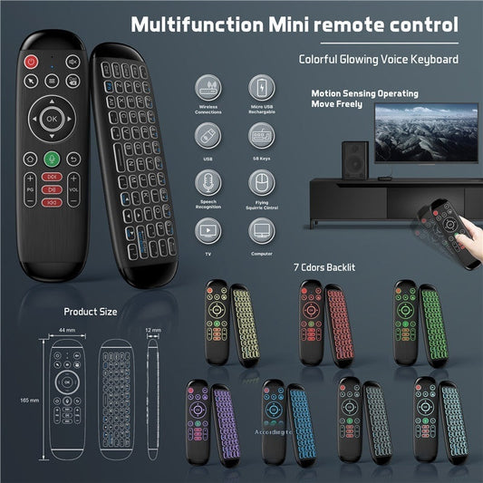 HKM-309715 Wireless Keyboard and Mouse Combo with Backlit Remote Control for TV Box
