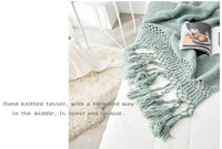 HKM-309843 Handmade Hollow Knitted Blanket with Tassels, 120x180cm, Polyacrylonitrile Material